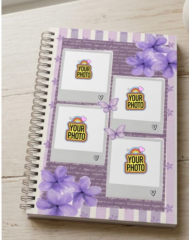 Purple photo collage notebook 